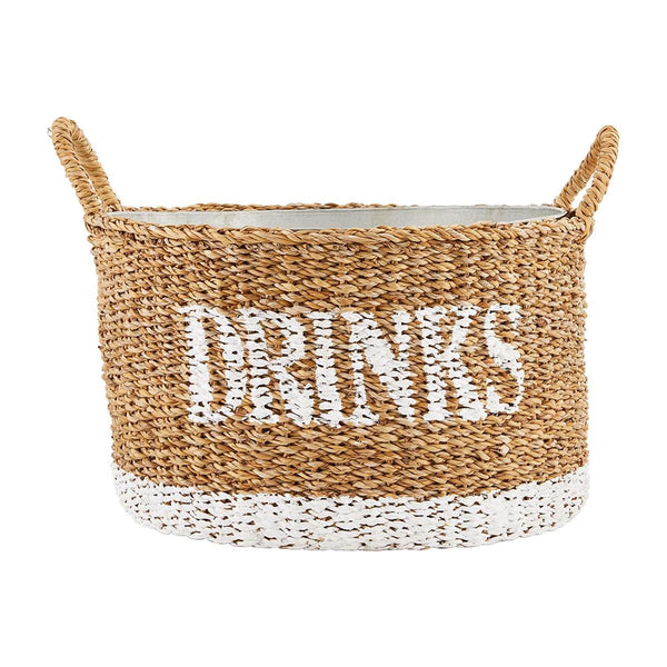 Woven Seagrass Basket with Metal Party Tubs