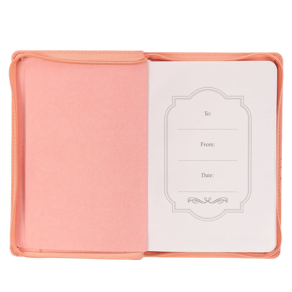 Pink Blossom - His  Mercies Faux Leather Journal with Zipper