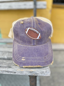 Distressed Washed Trucker Hat || Football Patch