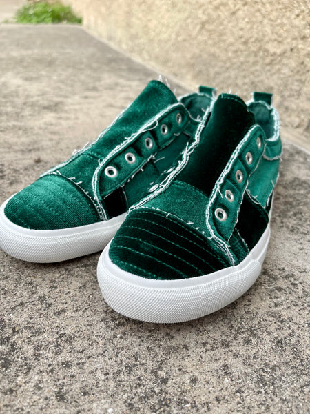 Babalu Slip On Shoes || Green Velvet