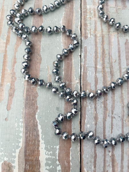 60" Bead Necklace || Silver