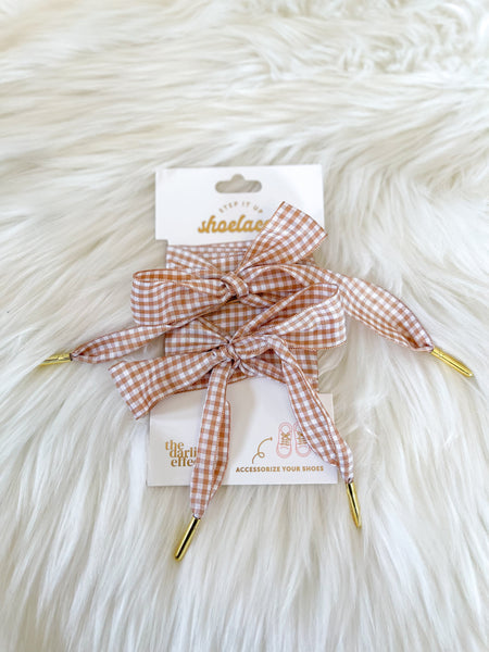 Step It Up Shoelaces || Gingham Tan