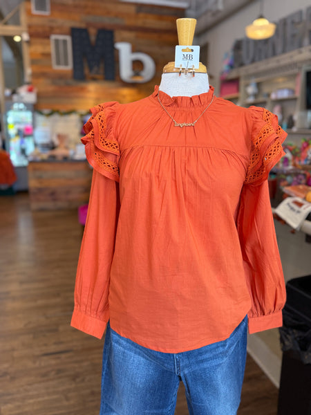 Keller Ruffle Top || Rust