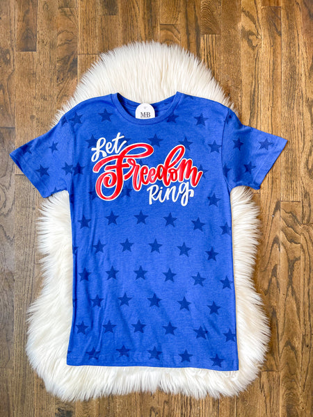 Let Freedom Ring Tee with Red Metallic Puff
