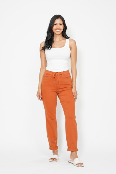 Judy Blue || Carly High Waist Auburn Double Roll Cuff Jogger Jean