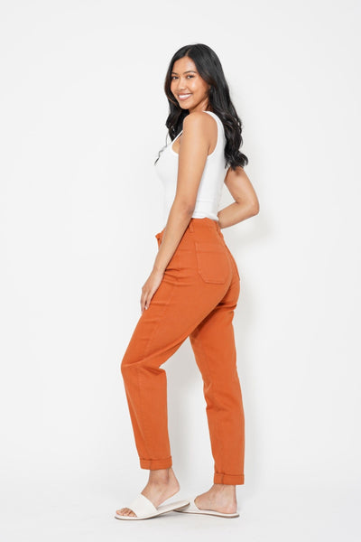 Judy Blue || Carly High Waist Auburn Double Roll Cuff Jogger Jean