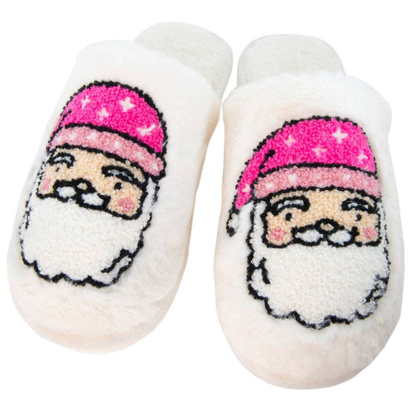 PINK SANTA FACE HOUSE SLIPPERS