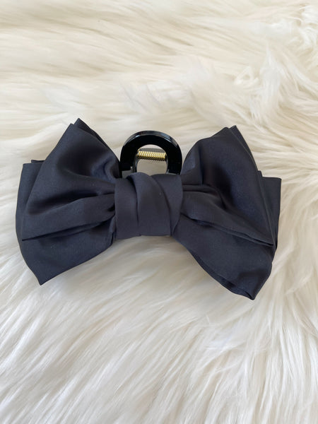 Satin Bow Claw Clip || Black