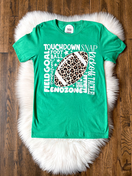 Leopard Football with Scattered Words - Heathered Green