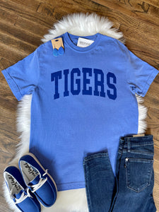 SS Preppy Mascot Comfort Color Tee || Blue Tigers PRE-ORDER