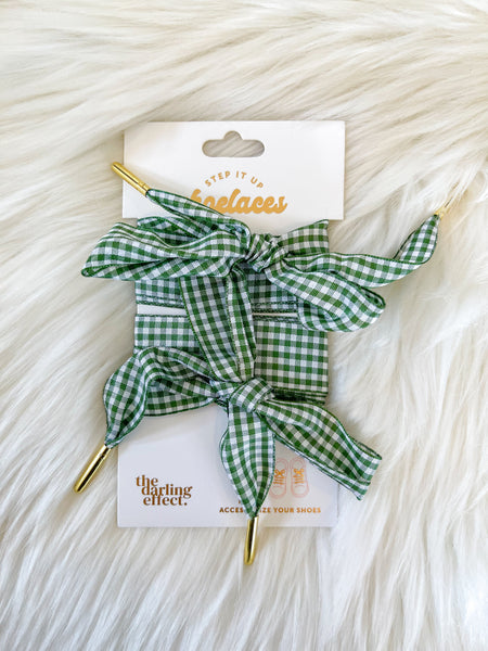 Step It Up Shoelaces || Gingham Green