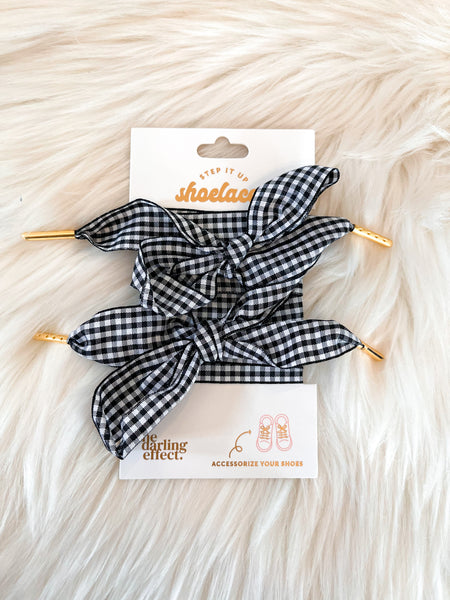Step It Up Shoelaces || Gingham Black