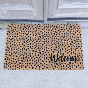 Welcome Cheetah Coir Doormat