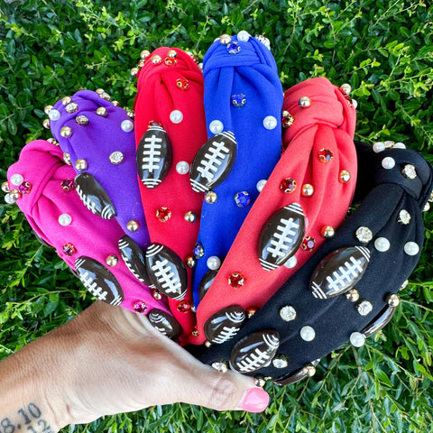 Football Rhinestone Studded Headbands