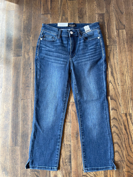 Judy Blue || Maria Dark Wash Capri with Side Slit