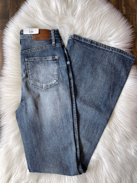 Judy Blue || Shana High Waist Tummy Control Contrast Wash Flare Jean
