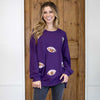 Purple Football Queen Sequin Sweatshirt