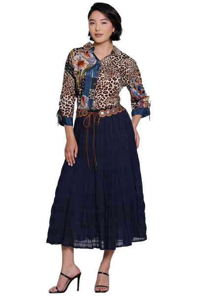 JOHN MARK || Mia Woven Tiered Pull On Skirt