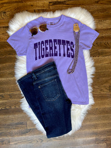 SS Preppy Mascot Comfort Color Tee || Purple Tigerettes PRE-ORDER