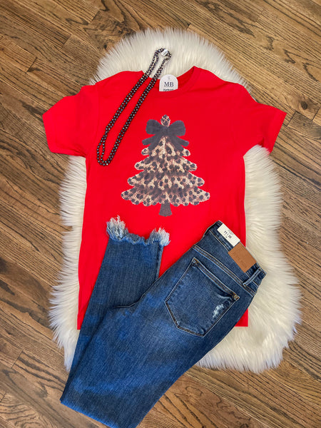 Faux Yarn Leopard Tree Tee