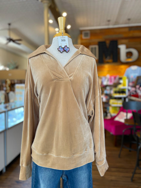 Becca Ribbed Top in Tan