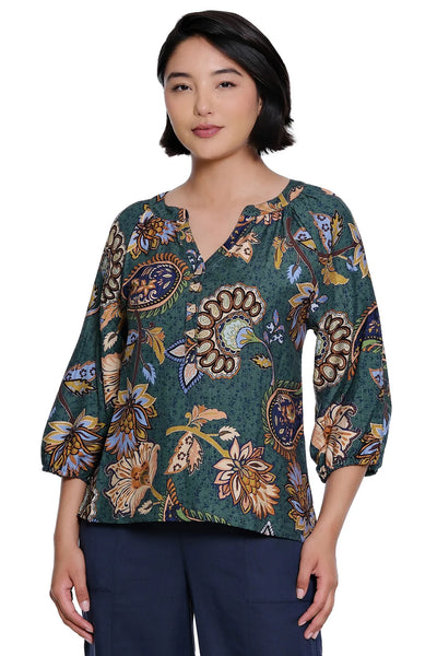 Ali Miles || Aliza Popover with V-Neck and Raglan 3/4 Sleeves