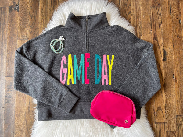 Game Day Mom-Crop Sweatshirt