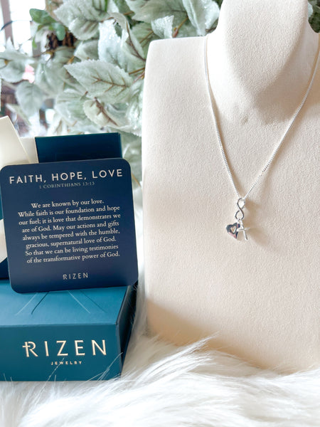 Rizen || Faith, Hope & Love Charm Pendant Necklace - Silver