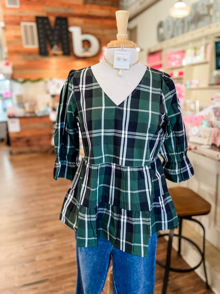 Ashford Plaid Top || Green
