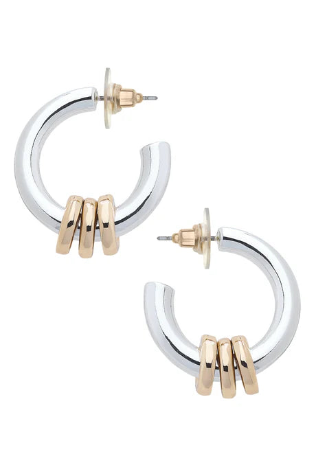 Elise Looped Hoop Earrings  || Two Tone