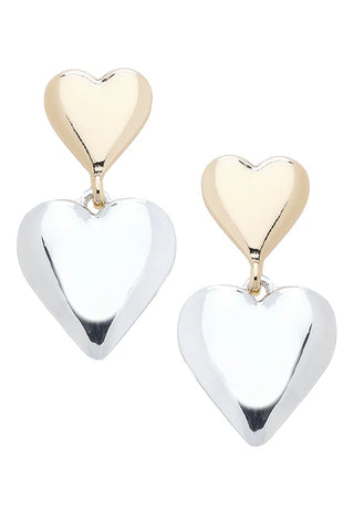 Tabitha Double Heart Earrings  || Two Tone