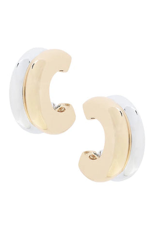 Dylan Mini Double Hoop Earrings  || Two Tone