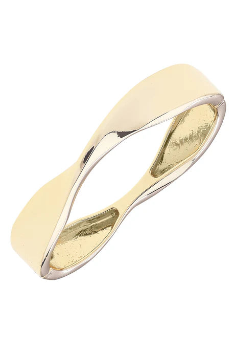 Rue Twisted Metal Hinge Bangle  || Gold