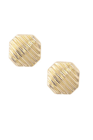 Diana Ribbed Beehive Stud Earrings  || Gold