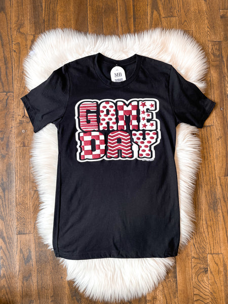 Funky Game Day Tee with Glitter Puff - Maroon