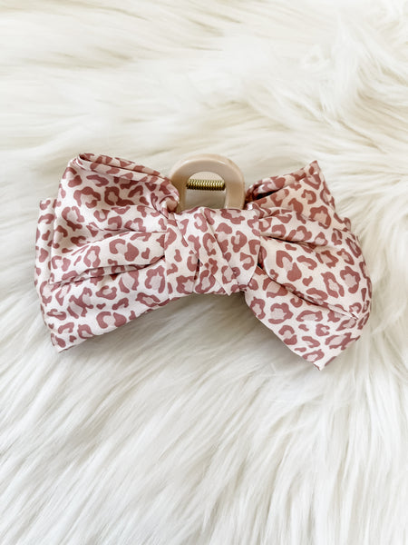 Satin Bow Claw Clip || Cheetah