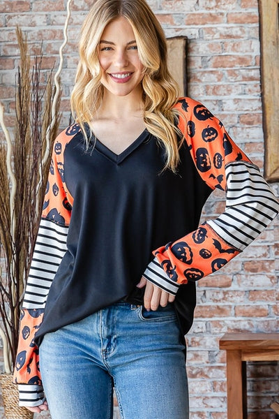 Marley Solid & Stripe Spooky Top