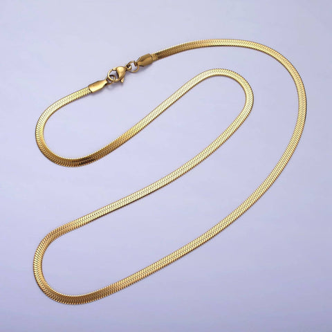 Gold Herringbone Dainty 2.5mm Chain Necklace