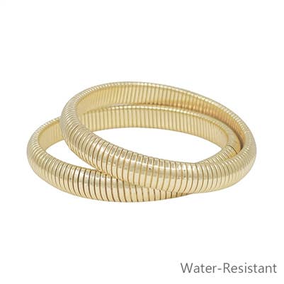 Ribbed Stretch Bracelet || Gold
