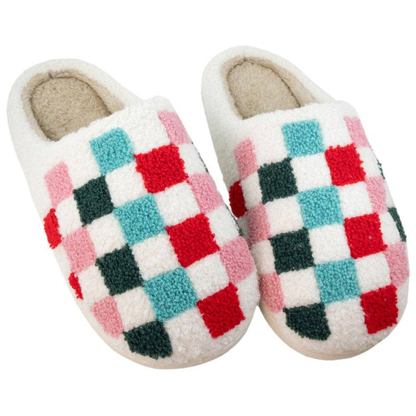 Christmas Multicolored Checkered Slippers