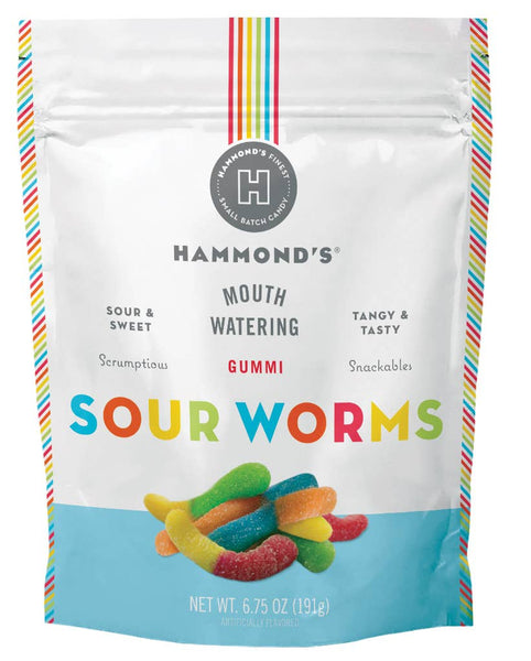 Sweet & Sour Candy - Gummi Worms - 6.75 oz Resealable Bag