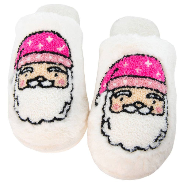 PINK SANTA FACE HOUSE SLIPPERS