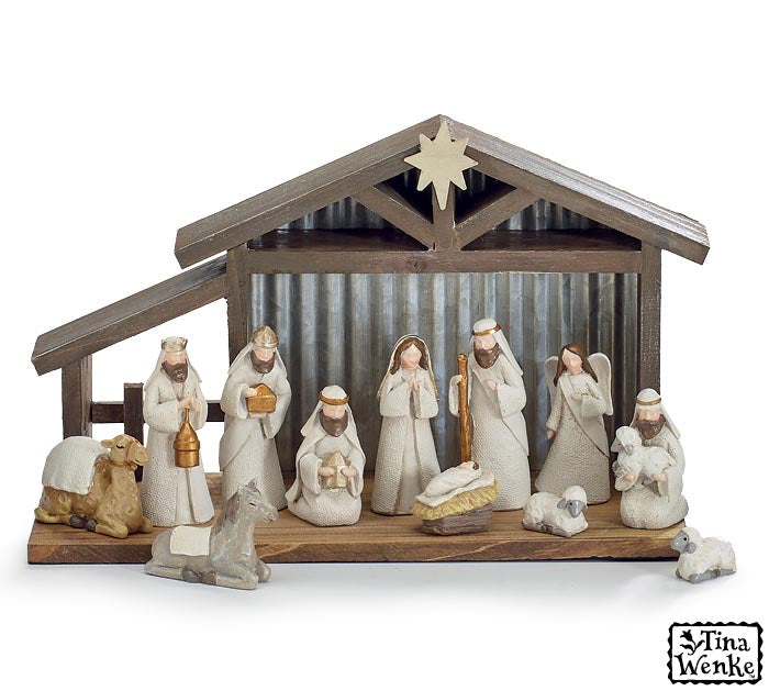 HE IS LOVE RESIN NATIVITY SET