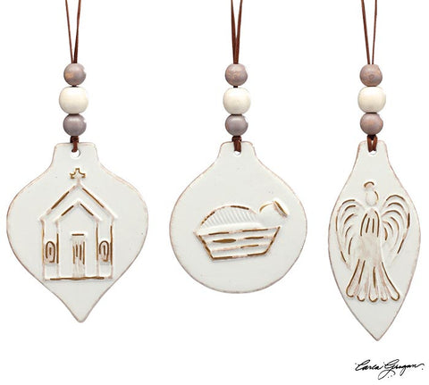 IVORY CERAMIC ORNAMENTS WITH GOLD