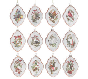 12 DAYS OF CHRISTMAS GLASS ORNAMENT SET