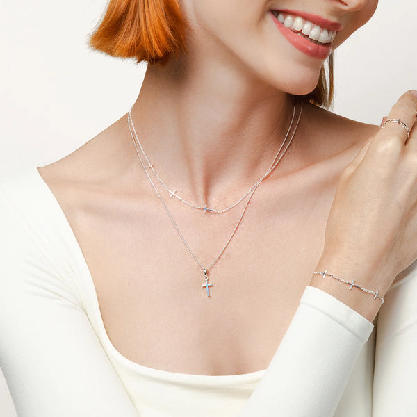 Rizen || Small Cross Pendant Necklace - Sterling Silver