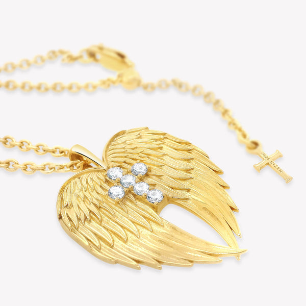 Rizen || Divine Wings Cross Necklace - Gold