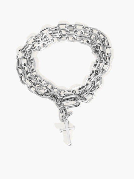 Rizen || Chain Breaker Convertible Wrap Y Necklace - Silver