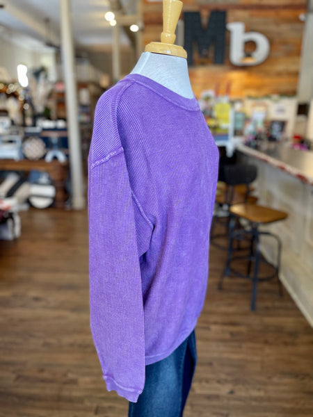 Corded Fleece Pullover || Purple