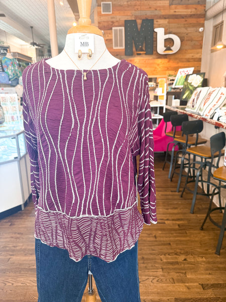 Ali Miles || Adriana Knit Popover Top with Round Neck